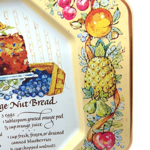 Vintage Avon Recipe Tin Tray Blueberry Orange Nut Bread 1982 Made in England - Picture 9 of 13